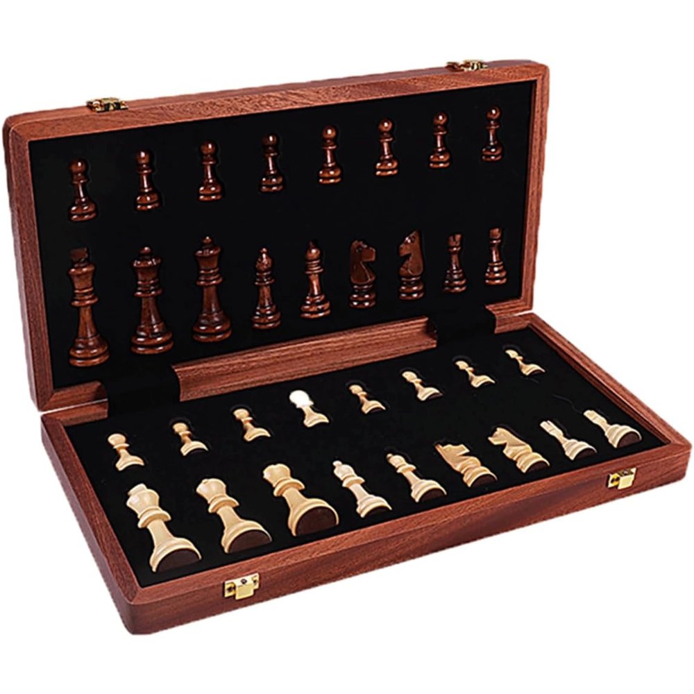 GAENZA New Professional Chess, Wooden Folding Chess Set, Travel Portable Board Game for Kids and Adults, 2 Extra Queens Toys