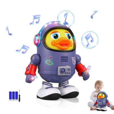 Drkicsy Dancing Space Duck Toy, Space Duck Dancing Musical Interactive Toy, Electric Dancing Duck Toy Baby Musical Toys, Cute Singing Walking Duck Toys with Music LED Lights for Kids Birthday Gifts