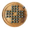 30cm Diameter MANGO WOOD SOLITAIRE BOARD GAME with THUNDERBOLT GLASS MARBLES | |classic wooden solitaire game | strategy board game view 1