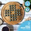 30cm Diameter MANGO WOOD SOLITAIRE BOARD GAME with THUNDERBOLT GLASS MARBLES | |classic wooden solitaire game | strategy board game view 3