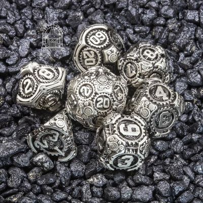 Sage's Portal Artificer's Core Metal DND Dice 7 Piece Polyhedral Dice Set for DND TTRPG Dungeons and Dragons Pathfinder (Dusk Essence)