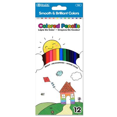 12 Bright Colored Pencils Pre-Sharpened Drawing School Kids Artist Coloring Gift