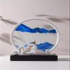 3D Sand Painting Desk Art Deep Sea Sandscape Ceramic Base Living Room Decoration, 360 Rotate Glass Liquid Painting Artistic Sandscape (Color : Blue) view 2