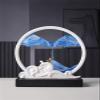 3D Sand Painting Desk Art Deep Sea Sandscape Ceramic Base Living Room Decoration, 360 Rotate Glass Liquid Painting Artistic Sandscape (Color : Blue) view 4