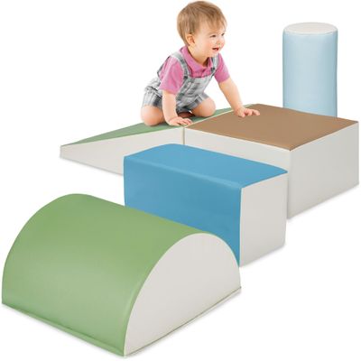 Best Choice Products 5-Piece Kids Climb & Crawl Soft Foam Block Activity Play Structures for Child Development, Color Coordination, Motor Skills - Earth Tone
