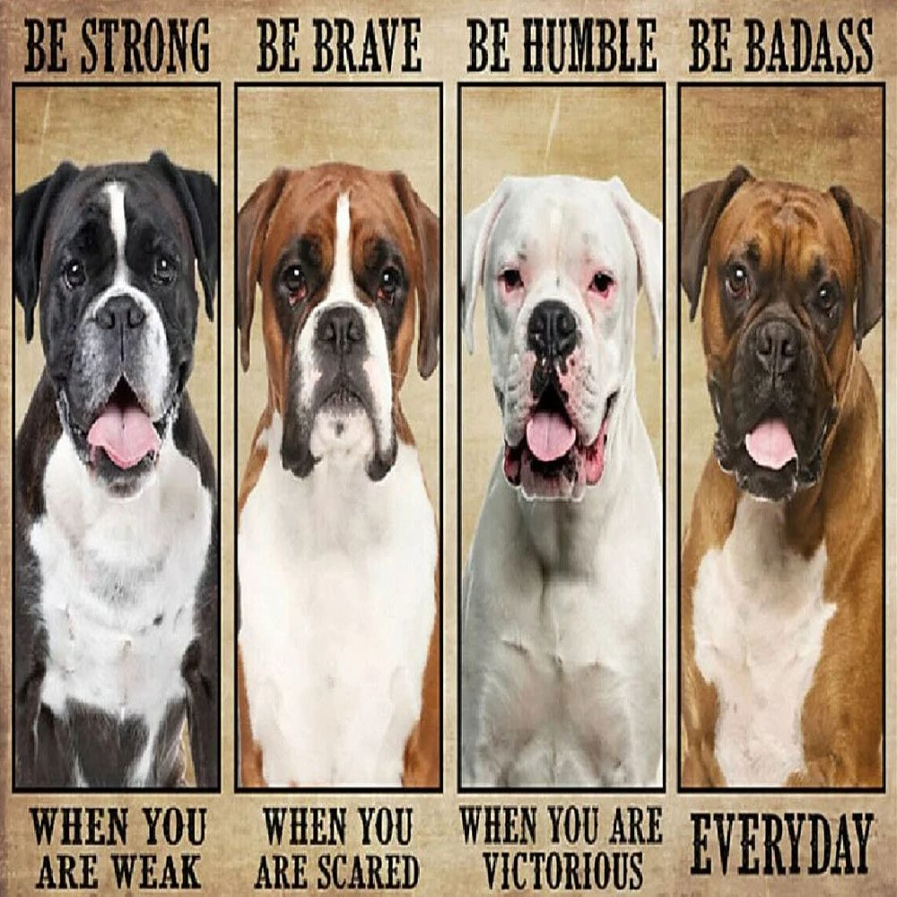 Animal Jigsaw Puzzles 1000 Pieces for Adults - Boxer Be Strong Be Brave Be Humble Be Badass Dog Lover Wooden Puzzle - Puzzles for Youth Children Home Decor Funny Game Best Gift Preschool Toys