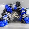 FOTIOMRG Royal Blue and Black Balloon Garland Arch Kit with 3pcs Star Balloon, Navy Blue Balloons Metallic Sliver Black Balloons for 30th 40th 50th Birthday Graduation New Years Party Decorations view 1