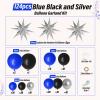 FOTIOMRG Royal Blue and Black Balloon Garland Arch Kit with 3pcs Star Balloon, Navy Blue Balloons Metallic Sliver Black Balloons for 30th 40th 50th Birthday Graduation New Years Party Decorations view 2