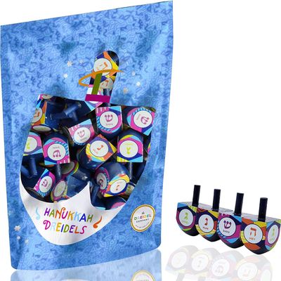 The Dreidel Company 1000 Multi Colored Hand Painted Wooden Dreidels, The Hanukkah Game Includes 30 Dreidel Game Instructions, Let's Play Dreidel, 1000-Pack