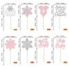 24 Pack Baby Snowflake Cupcake Toppers - Glitter It's a Baby Shower Feet Winter Frozen Kids Birthday Cupcake Decorations Party Supplies Pink view 2
