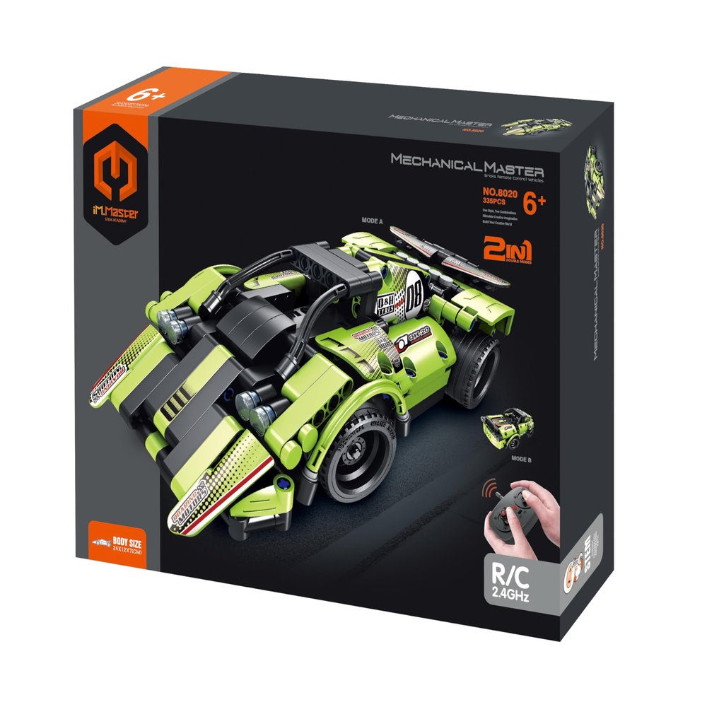 Dakott STEM Car Toy Building Toy Gift for Age 6+, Remote Control 2in1 Sports Car Building Block Take Apart Toy, 335 Pcs DIY Building Kit, Learning Engineering Construction R/C Toys