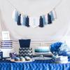 1st Birthday High Chair Banner - Blue Tassel Theme Banner For Boy - First Birthday Party Banner - Blue Fringe Wood Bead High Chair Wreath - Wall Hangings Decorative for Kids Bedroom Nursery Party Holiday Classroom Decoration (blue) view 3