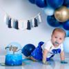 1st Birthday High Chair Banner - Blue Tassel Theme Banner For Boy - First Birthday Party Banner - Blue Fringe Wood Bead High Chair Wreath - Wall Hangings Decorative for Kids Bedroom Nursery Party Holiday Classroom Decoration (blue) view 4