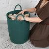 XUANGUO Cotton Rope Laundry Basket Hamper for Clothes Woven Storage Basket for Living Room Bedroom Boho Tall Rope Baskets for Blanket Toys Pillow Towels Baby Nursery Hamper Bin Large dark green view 3