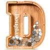 Personalized Wooden Kids Letter Piggy Bank|Custom Name|Creative Piggy Bank for Boys and Girls |Adult Alphabet|Christmas|Birthday|Decoration|Back-to-School Baptism Gift (D) view 1