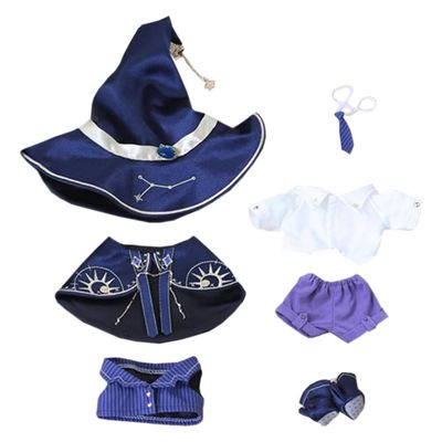 niannyyhouse 10cm 20cm Plush Doll Clothes Hat Shawl Vest Shirt Pants Tie Shoes Magic Suit Doll Accessories Dress Up (Purple, 20cm)