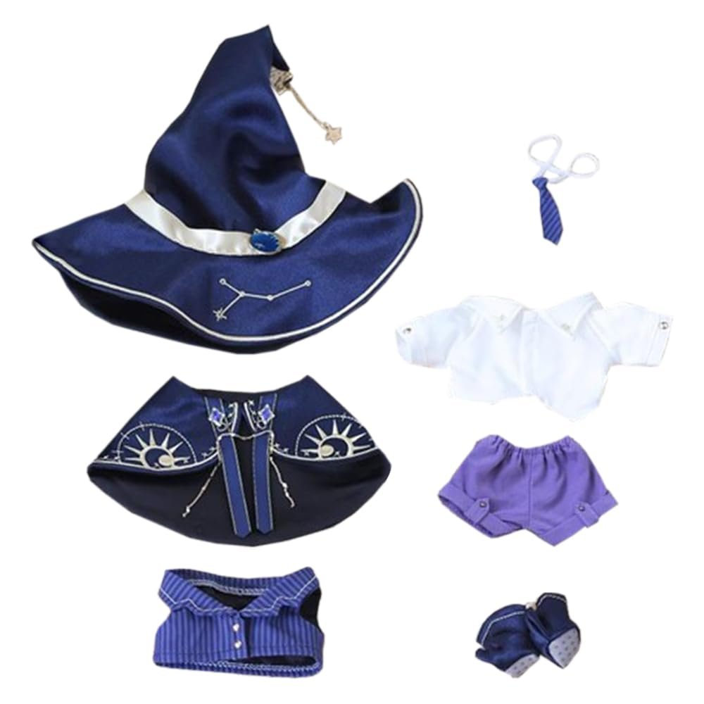 niannyyhouse 10cm 20cm Plush Doll Clothes Hat Shawl Vest Shirt Pants Tie Shoes Magic Suit Doll Accessories Dress Up (Purple, 20cm)