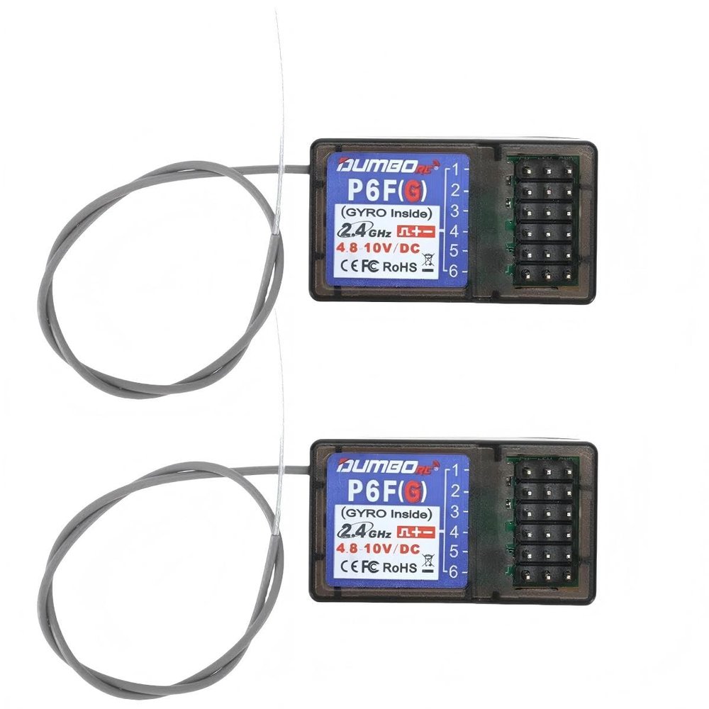 2PCS  DUMBORC P6FG 2.4G 6 Channel Gyro Inside Receiver for RC Car Boat Used for DUMBORC X4 X6 Transmitter