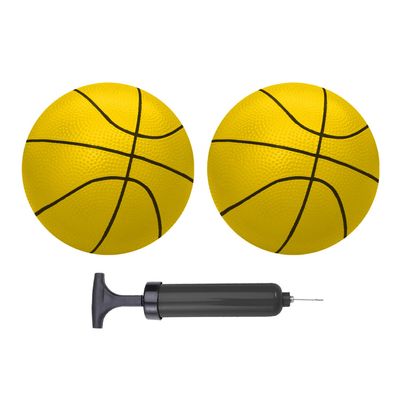 ABAJI Mini Basketballs Yellow 2 Pack 5" Set with Pump Needle Durable Material for Mini Hoop 3+ Years Toddlers Kids Teenagers for Pool Indoors Outdoors