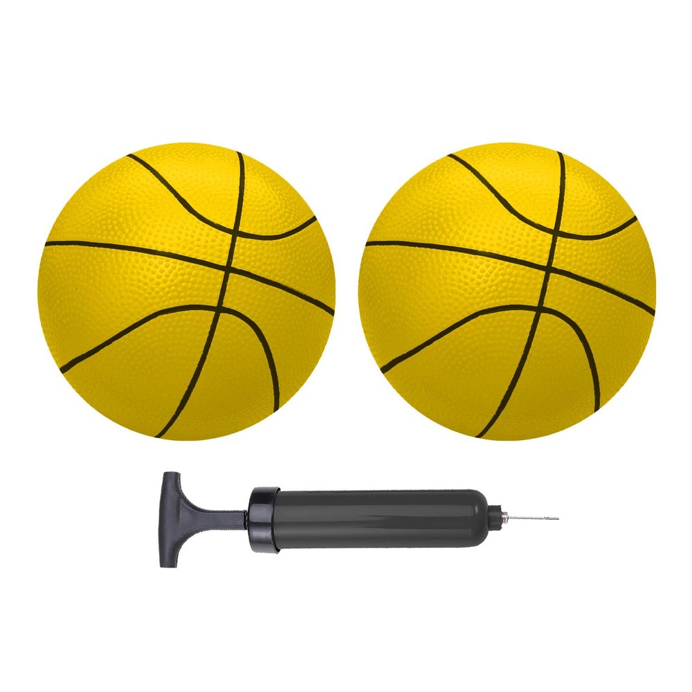 ABAJI Mini Basketballs Yellow 2 Pack 5" Set with Pump Needle Durable Material for Mini Hoop 3+ Years Toddlers Kids Teenagers for Pool Indoors Outdoors