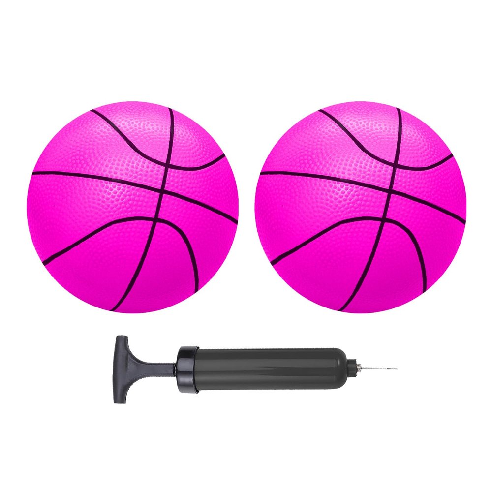 ABAJI Mini Basketballs Pink 2 Pack 5" Set with Pump Needle Durable Material for Mini Hoop 3+ Years Toddlers Kids Teenagers for Pool Indoors Outdoors