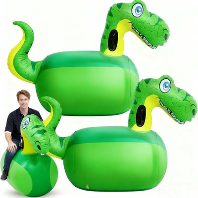 Hiboom 2 Pcs Giant Inflatable Hopping Toys 51 Inch Bouncer Animal Toys Ride on Animal Bouncy on Hopping Hopper Toy for Birthday Party Gifts Supplies(Dinosaur)