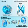 Hksod Yoyos Dual Purpose Yoyo Professional, Responsive YoYo for Beginners, with Extra Unresponsive yo yo Bearing, Metal yoyos Glove, Bag + 10 Yo-Yo Strings (Blue Silver) view 2