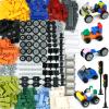 BroTex Wheels and Axles Sets with Steering Wheels& &Windshield&Traffic Light, Over 400pcs Classic Bricks Pieces and Car Parts Kits, Basic Bulk Building Blocks Vehicles with Tires view 1