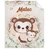 Cute Monkey Mommy and Baby Custom Blanket, Blankets Personalized, Custom Blanket with Name, Gifts for Her, Throw Blanket Gift for Infant (40"X30") XSmall Size for Toddler view 1