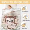 Cute Monkey Mommy and Baby Custom Blanket, Blankets Personalized, Custom Blanket with Name, Gifts for Her, Throw Blanket Gift for Infant (40"X30") XSmall Size for Toddler view 2