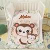 Cute Monkey Mommy and Baby Custom Blanket, Blankets Personalized, Custom Blanket with Name, Gifts for Her, Throw Blanket Gift for Infant (40"X30") XSmall Size for Toddler view 3