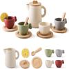 Enchanting Wooden Tea Party Set - Silicone Teapot, Cups & Carrying Scoop - Perfect for Little Girls' Tea Party & Kitchen Play - Toddler Gift view 1