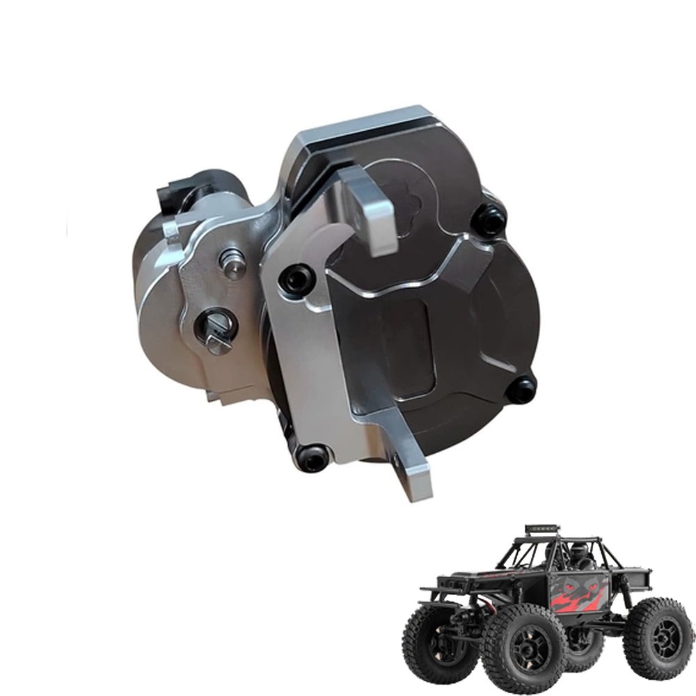 RC Metal Transmission Center Gearbox Case with Gear for FMS FCX18 LC80 1/18 RC Crawler Car Upgrades Parts Complete Gearbox Transmission Case for FMS FCX18 Accessories (Sliver)