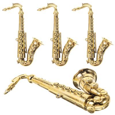 4 Pcs Big Saxophone Mold Gold Decor Mini Saxophone Kids Toy Instruments Model for DIY Crafting DIY Crafts Models Music Trumpet Child Decorate Plastic