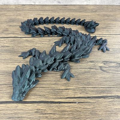 Munnygrubbers - XL 26" Crystal Dragon Fidget Toy - Heavy Duty - 3D Printed Flexible Articulating Dragon Plastic Collectible Figurine - Surprise Egg Compatible - (Magic Blue Dragon)
