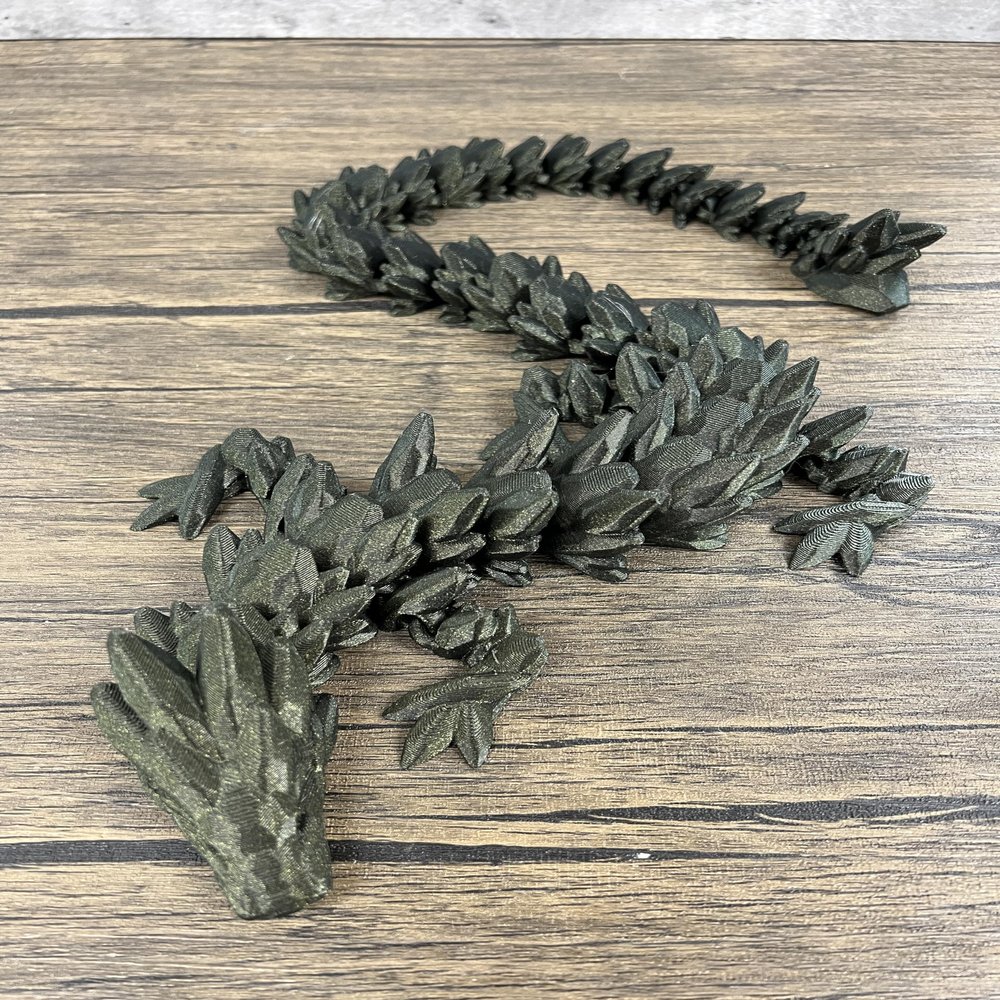 Munnygrubbers - XL 26" Crystal Dragon Fidget Toy - Heavy Duty - 3D Printed Flexible Articulating Dragon Plastic Collectible Figurine - Surprise Egg Compatible - (Magic Gold Dragon)