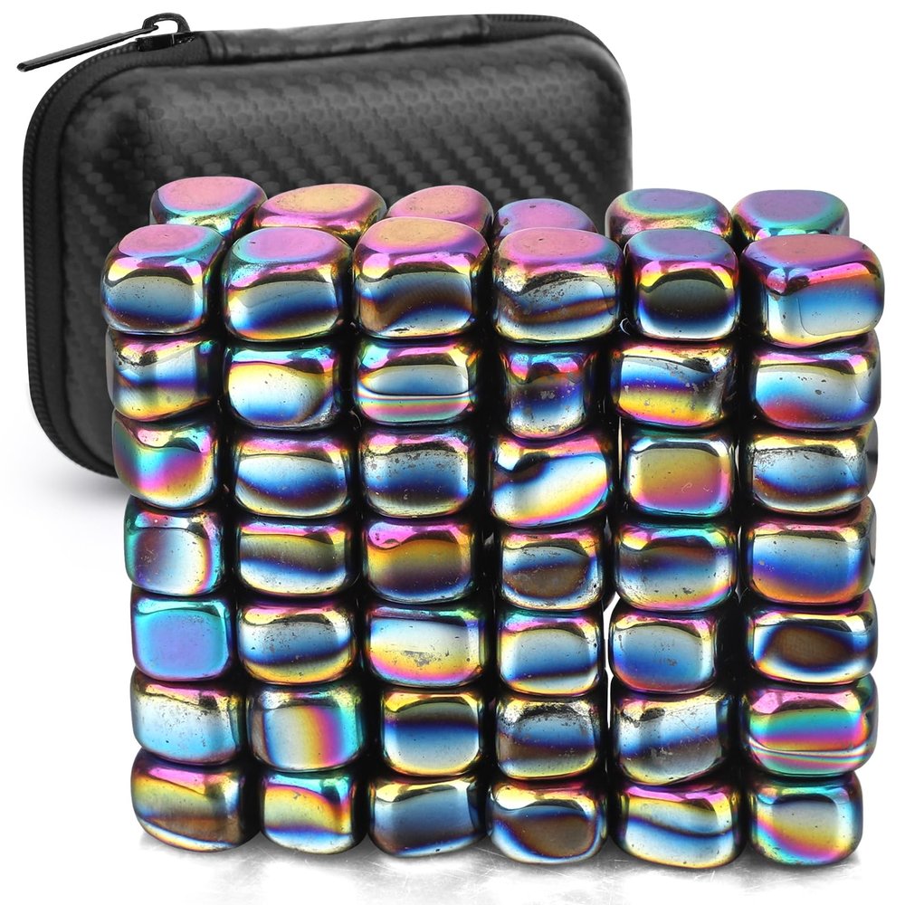 500g Magnetic Stones Rock Fidget Toys for Adults, Magnetic Game, Smooth Ferrite Putty Stones Replacement Magnet with Fiber Case for Ferrite Putty, Desk Toy Magnet for Whiteboard Office Kitchen
