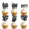 18pcs Black Glitter Dessert Cupcake Pick for Straight Outta 1977 Legend Since 1977 Theme Decor Supplies Men Happy 49th Birthday Party Decoration view 1