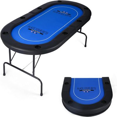 DC DICLASSE Poker Table Foldable, Card Table with Cup Holder, Casino Leisure Table Top Texas Hold 'Em Poker Table for Blackjack Board Game, Blue Speed Felt, Texas Holdem Poker