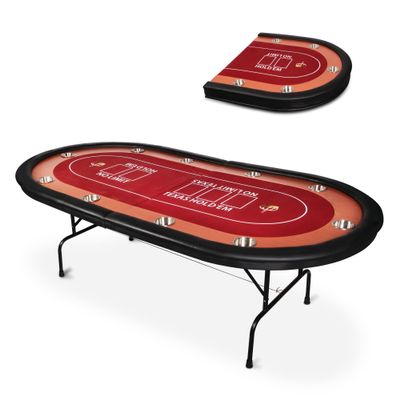 DC DICLASSE 91" Poker Table Foldable, Extra Large 10 Players Casino Table Texas Holdem Poker Table w/10 Cup Holders & Padded Rails, for Texas Casino Leisure Game Blackjack Board Game