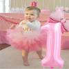40 inch Number 4 Balloon with Bow Pink Happy Birthday Jumbo Number Balloon for Girls Daughter Birthday Decorations Party Supplies (Number 4) view 3