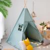 RONGFA Teepee Tent for Kids with Mat, Star Lights, Carry Case, Cotton Canvas Playhouse, Foldable Tents, Portable Children Play Tent Indoor Outdoor (Jewelry Blue) view 2