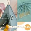 RONGFA Teepee Tent for Kids with Mat, Star Lights, Carry Case, Cotton Canvas Playhouse, Foldable Tents, Portable Children Play Tent Indoor Outdoor (Jewelry Blue) view 3