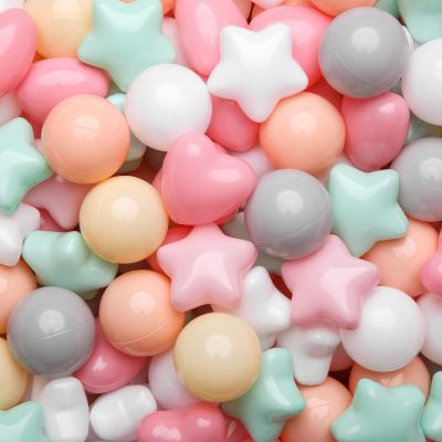 GOGOSO Ball Pit Balls,Plastics Balls for Ball Pit, Stars Hearts Shape for PastelBall for Toddlers Kids6 Mix Colors, 100pcs