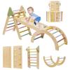 Foldable Pikler Triangle Climbing Set Wooden 7 in 1 Montessori Climber Toys for Toddlers 1-3 Baby Jungle Gym Indoor Slide Playground with Ramp & Arch & Ladder Large Kids Activity Center Boy/ Girl Gift view 1