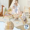 Foldable Pikler Triangle Climbing Set Wooden 7 in 1 Montessori Climber Toys for Toddlers 1-3 Baby Jungle Gym Indoor Slide Playground with Ramp & Arch & Ladder Large Kids Activity Center Boy/ Girl Gift view 2