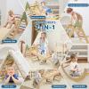 Foldable Pikler Triangle Climbing Set Wooden 7 in 1 Montessori Climber Toys for Toddlers 1-3 Baby Jungle Gym Indoor Slide Playground with Ramp & Arch & Ladder Large Kids Activity Center Boy/ Girl Gift view 3