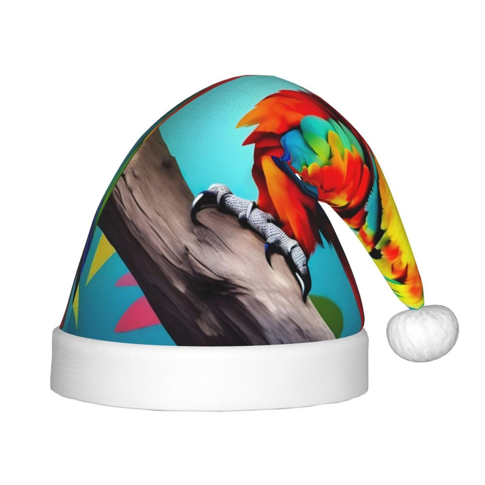berbo - Festive Santa Hat for Kids, Soft Warm Christmas Accessory for Boys and Girls (4-12 Years) Parrots in the Tree