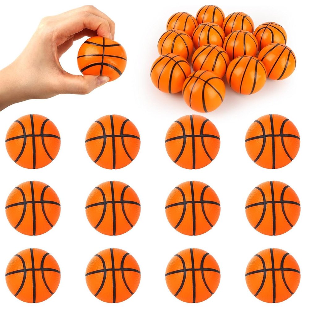 LovesTown 12PCS Basketball Stress Balls, Mini Foam Basketball Small Squeeze Stress Anxiety Relief Balls Sports Theme
