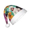 berbo Festive Fluffy Santa Hat for Kids - Soft and Warm Christmas Accessory for Boys and Girls (4-12 Years) Poodles Dogs view 2